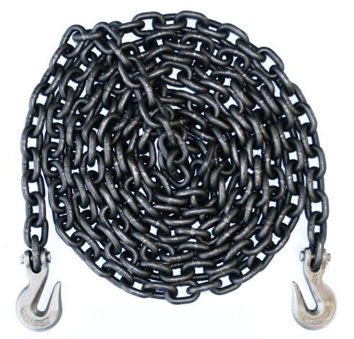 3/8 Inch 25 Foot Feet Grade 80 Transport Binder Chain Grab Hooks on Both Ends