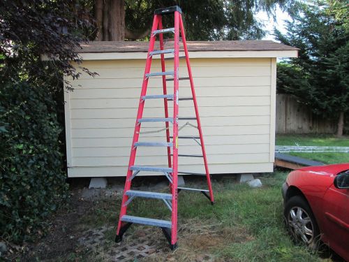 Werner 10&#039; Fiberglass Stepladder, Type IAA Duty Rating, 375lb