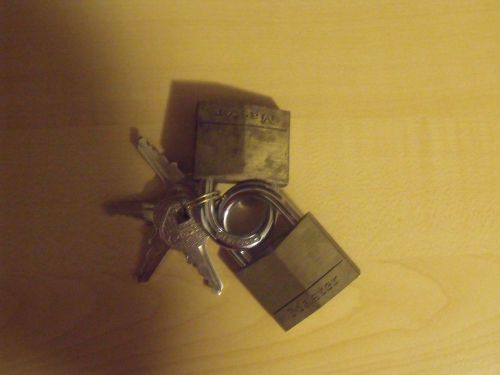 Two (2) Gold Master Lock Padlocks, Keyed Alike, 4 keys, work great, adult owned