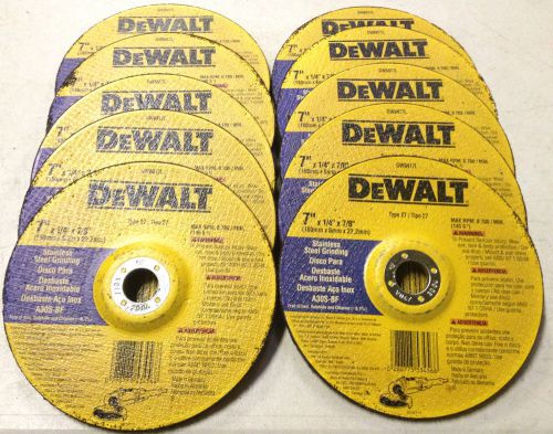 10 NEW DEWALT DW8417L  7&#034; X 1/4&#034; X 7/8&#034; STAINLESS STEEL GRINDING WHEELS