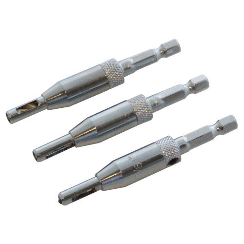 3 piece hss self centering cabinet hinge drill bit set screw size 6 , 8, 10 for sale