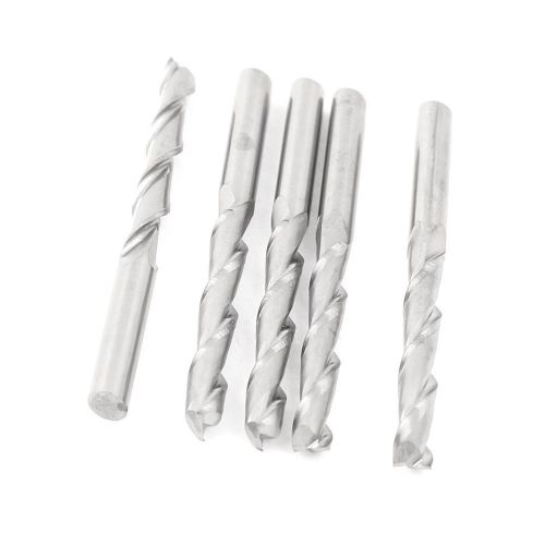 5 Pcs 3mm Cut Dia 3.175mm 1/8&#034; Round Shank Dual Flute Spiral End Mills