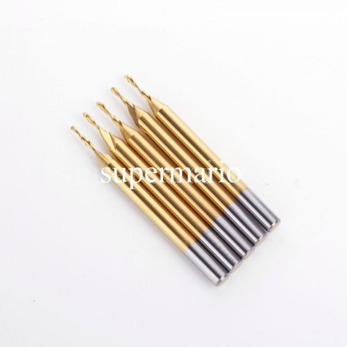 5x 1/8&#039;&#039; Titanium Coated Carbide CNC Two Double Flute Ball Nose Bit 1mm x4mm