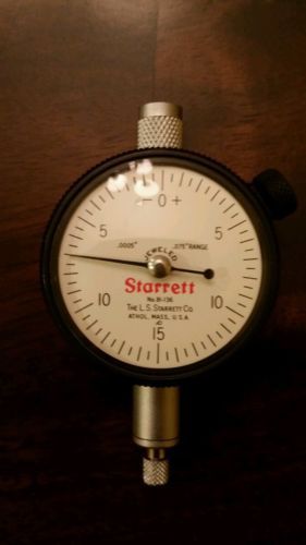 Starrett Dial Indicator No. 81-136 Jeweled .0005&#034;  .075&#034; Range