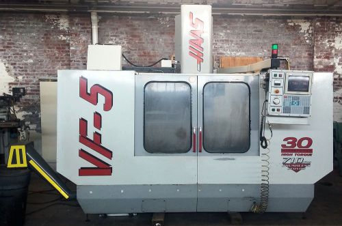 HAAS VF-5 CNC VERTICAL MACHINING CENTER 30HP CAT 50 THRU SPINDLE COOLANT 1998