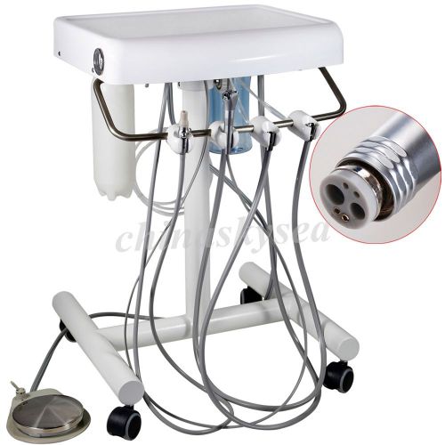 Portable Dental Delivery UNIT Control Mobile Cart W/ 2pcs 6H Fiber Optic Tubes A