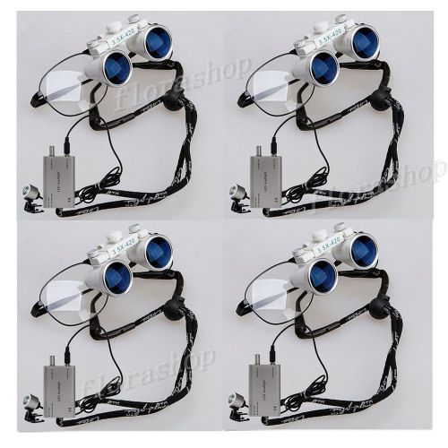 4pcs 3.5x 420mm new dental surgical medical binocular loupes &amp; led headlight for sale