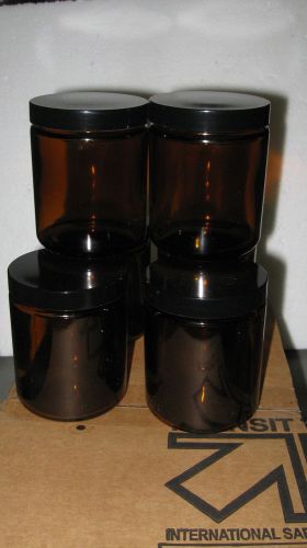 8 OZ. 250 ML. AMBER JARS WITH PTFE CAPS KIMBLE 6 PACK