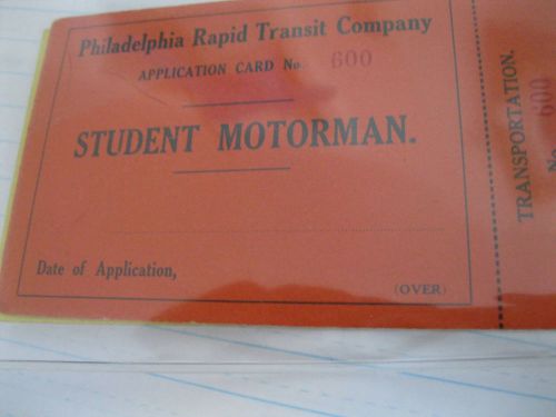 RR Student Motorman / Student Conductor Applications  in Exc. Cond.