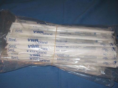 50/pack VWR 5mL Serological Polystyrene Sterile Pipette 53283-706