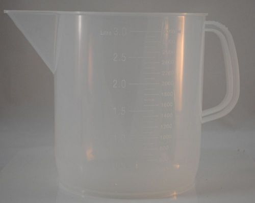 Polypropylene Graduated Plastic Pitcher Beaker: 3000mL Short Form 3 Liter