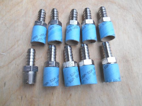 SSP 316 STAINLESS STEEL FITTINGS , 3/8 NPT x 3/8 TUBE , LOT OF 10