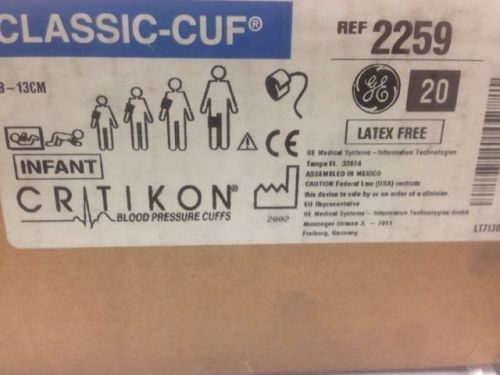 Case 20 NEW GE Critikon Classic-Cuf BP Cuffs #2259 Infant Blood Pressure 8-13CM