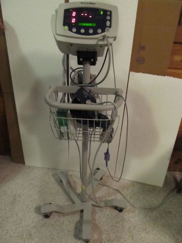 Welch allyn vital signs monitor 300 series w/rolling cart,cables &amp; probe for sale