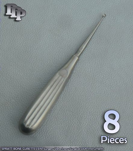 8 Pcs SPRATT BONE CURETTES 000 ENTSurgery Veterinary Surgical DDP Instruments