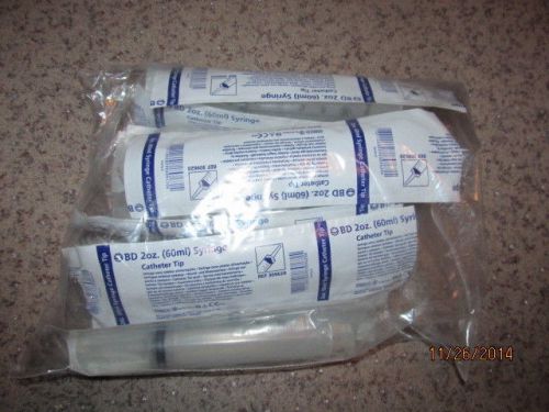 Lot of 12 bd 60ml 2oz feeding syringes with catheter tips no needles new 309620 for sale