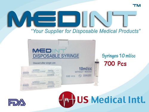 Case/700 luer lock syringes 10ml sterile syringe only no needle 10cc medint for sale