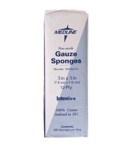 Medline Non-sterile Woven Gauze Sponge - 12 Ply - 3&#034; X 3&#034; - 200/box - (non25312)