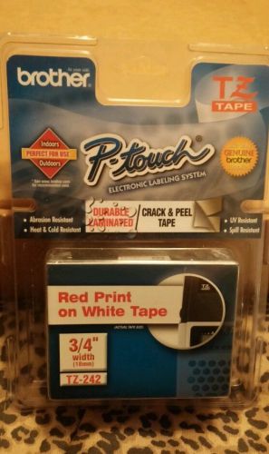 Brother P-Touch Tape 3/4&#034; red on White Durable Laminated TZ-242