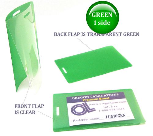 Qty 300 green/clear luggage tag laminating pouches 2-1/2 x 4-1/4 for sale