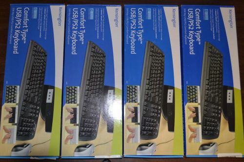 Lot of 4 kensington comfort type keyboards, 64338, usb/ps2, black nib, best deal for sale