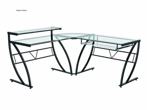 NEW Z-Line Belaire Glass L-Shaped Computer Desk