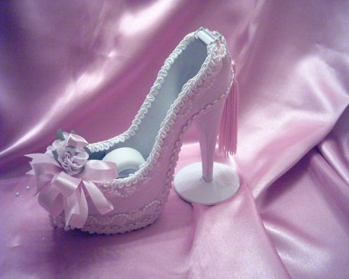 Shabby Victorian~Tape Dispenser~PINK SATIN~Faux Pearl Trim~Tassel~Ribbon/Roses