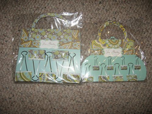 Vera Bradley LEMON PARFAIT 2 pc Jumbo Binder Clips &amp; Binder Clip Set NWT