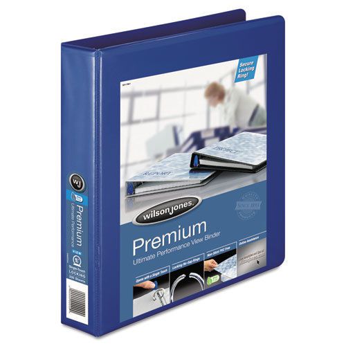 Premium Single-Touch Locking Round Ring View Binder, 1-1/2&#034; Capacity, Blue