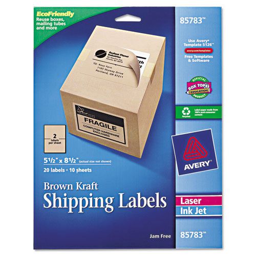 Brown kraft shipping labels, 5 1/2 x 8 1/2, 20/pack for sale