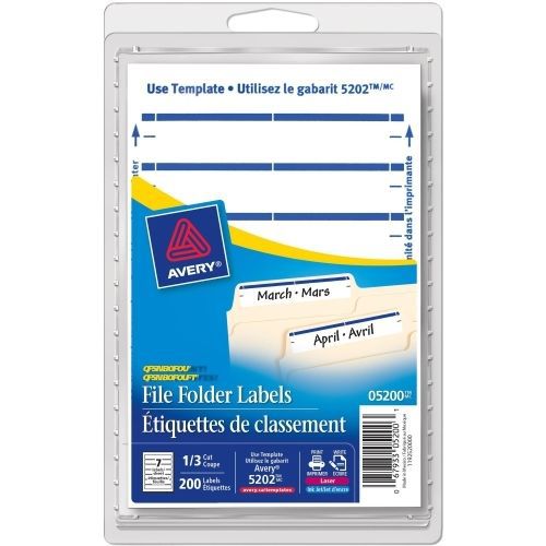 Avery Filing Label - 0.68&#034; Wx 3.43&#034; L - 252/Pack - Laser, Inkjet - Dark Blue