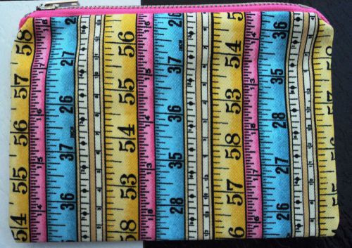 Handmade ^^ All purpose cotton lined fabric pencil etc case TAPE MEASURE SEW ^^