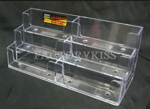 6 Pocket Office Desktop Business Card Holder Counter Display Stand Clear FKS