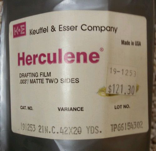 Herculene Drafting Film .003&#034;/Matte Two Sides. 42&#034;X20 Yds.