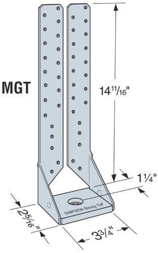 Simpson Strong Tie MGT WO2T 2Ply Medium Girder Tiedown 143/4&#034; x 4&#034;