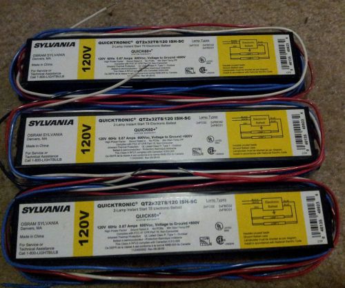 Lot of 3 New Sylvania Quicktronic QT2x32T8/120 ISH-SC instant start ballast