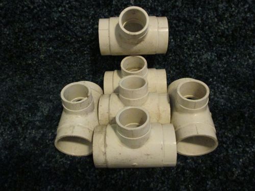 Lot of Six ( 6 ) Schedule 40- 1-1/2&#034;x 1&#034; PVC Reduction TEE Slip x Slip