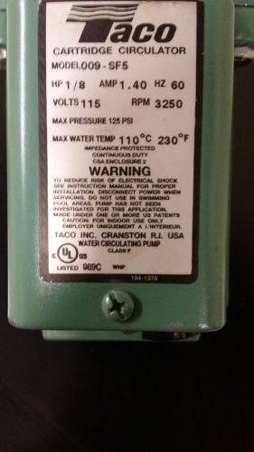 Taco 009-sf circulator pump 1/8hp 115v for sale