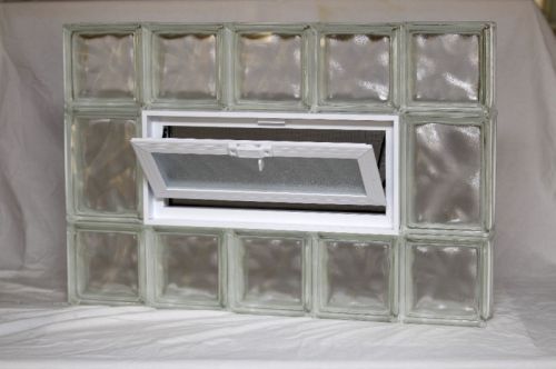 30 x 20 Vented Glass Block Window Wavy Mist Pattern