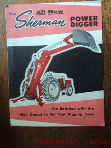 C.1957 sherman power digger backhoe for ford tractor catalog brochure vintage for sale