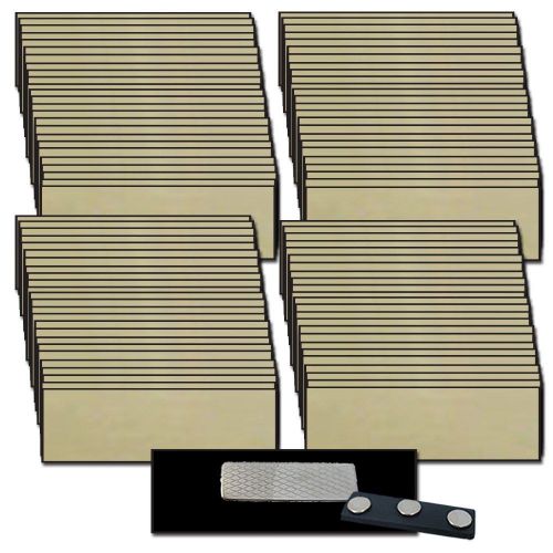 100 BLANK &amp; 100 NAME BADGE MAGNETS 1 X 3 GOLD NAME BADGES TAGS BEVELED EDGES