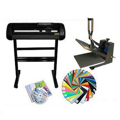 24&#034; cutter plotter with artcut + 15x15 heat press + 8 yards heat transfer vinyl for sale