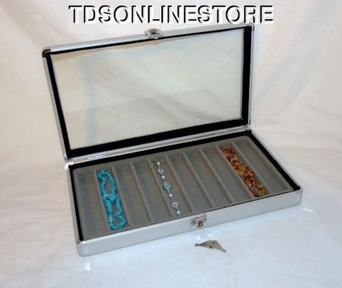 10 slot bracelet/necklace aluminum case gray interior for sale