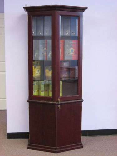 6.5 foot tall cherry wood display case with lock for sale