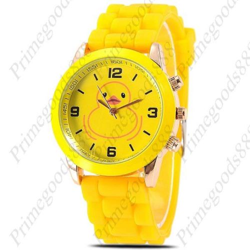 Rubber duck ducky bird quartz analog unisex silicon band wristwatch in yellow for sale