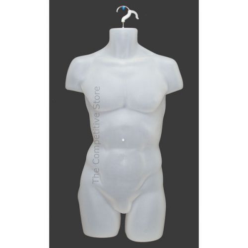Super Male Mannequin Dress Form - Use To Display S-M Sizes - Clear Frost Color