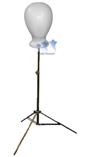 Blank White Unisex Head, Styrofoam and Adjustable Tripod Stand