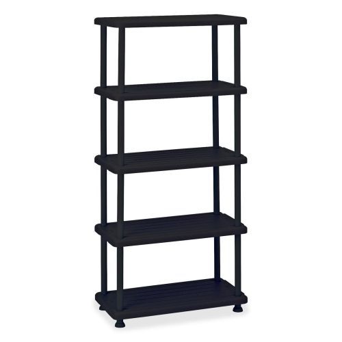 Rough N Ready Five-Shelf Open Storage System, Resin, 36w x 18d x 74h, Black