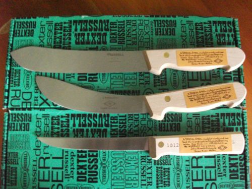 DEXTER RUSSELL 3PC GREEN RIVER CARBON SKINNER/BONER/BUTCHER SET USA FINGER GUARD