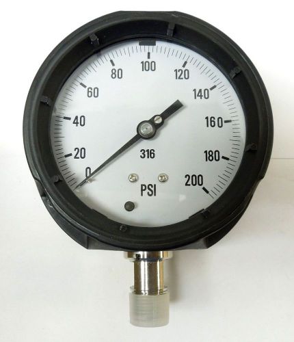 PROCESS PRESSURE GAUGE 4-1/2&#034; FACE 0-200 PSI 1/2&#034; NPT LOWER PHENOLIC CASE &lt;91295